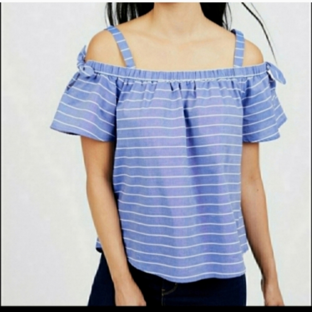 London times cold shoulder striped top sz s